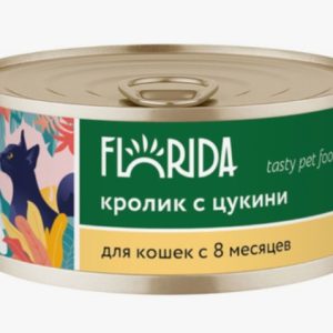 Корм консервированный полнорационный для взрослых кошек из кролика с цукини 22ел16 0.1 кг (FLORIDA к