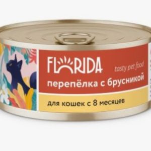 Консервы для кошек "Перепёлка с брусникой" 22ел16 0.1 кг (FLORIDA консервы Флорида)