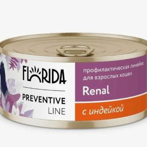 Renal Консервы для кошек. Проф. хронич. почечной недостаточн с индейкой 0.1 кг Ренал Флорида Florida