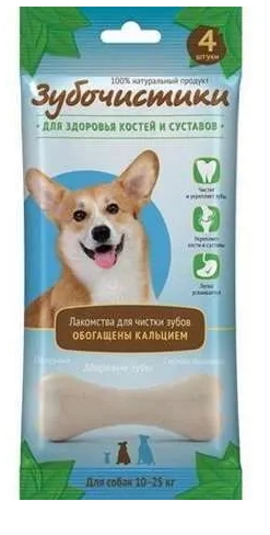 Лакомства Зубочистики д/собак средних пород Кальций 90г 4шт