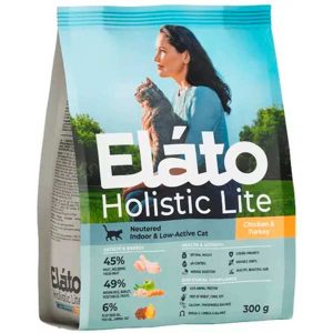 Elato Holistic Lite корм д/кастрир. котов и стерилиз. или малоактивных кошек 0,3кг Курица и Индейка