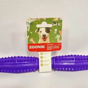 Игрушка палка литая с шипами малая Зооник 21 см (пластикат), фиолетовая
