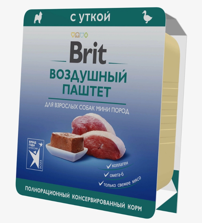 Brit Premium воздушный паштет д/взрослых собак мини пород Утка 100г