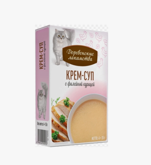Лакомства Деревенские д/кошек крем-суп с морским угрём 35г (пауч) №4
