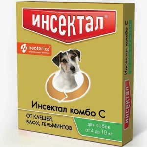 Инсектал капли Комбо С от клещей/блох д/собак 4-10кг пипетка x 1мл