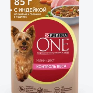 Пурина One Мини корм д/собак контроль веса Индейка/Морковь/Горох 85г 12453959