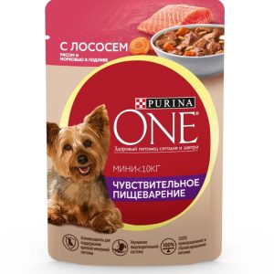 Пурина One Мини корм д/собак с чувств. пищеварением Лосось/Рис/Морковь 85г 12453990