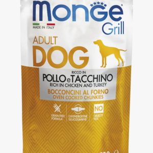 Влажный корм Monge Dog Grill для собак с курицей и индейкой, паучи 100 г