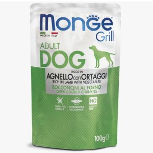 Влажный корм Monge Dog Grill для собак с ягненок и овощами, паучи 100 г