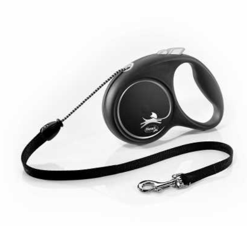 Поводок-рулетка Flexi Black Design cord M 5m 20 kg silver