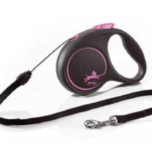 Поводок-рулетка Flexi Black Design cord S 5m 12 kg pink
