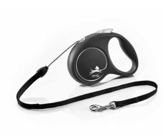 Поводок-рулетка Flexi Black Design cord S 5m 12 kg silver