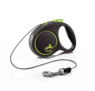 Поводок-рулетка Flexi Black Design cord XS 3m 8 kg green