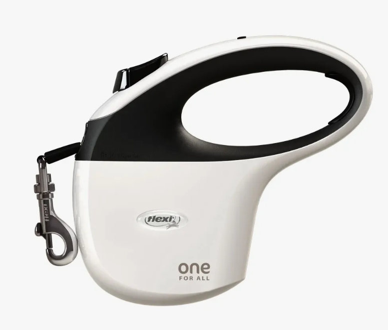 Поводок-рулетка Flexi One - the avangarde leash tape S 5m 15 kg white/black