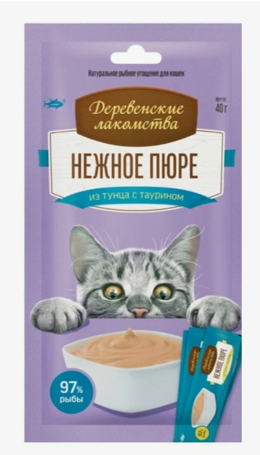 Деревенская лакомства Нежное пюре из тунца д/кошек 10г №4