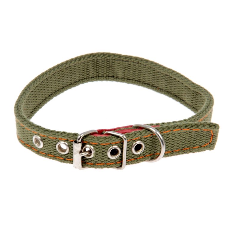 Ошейник брезентовый двухслойный, 50 х 2 см, ОШ 25-35 см, хаки 1613445