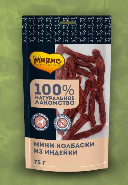 Лакомство Мнямс На каждый день для собак Мини-колбаски из индейки 75 г