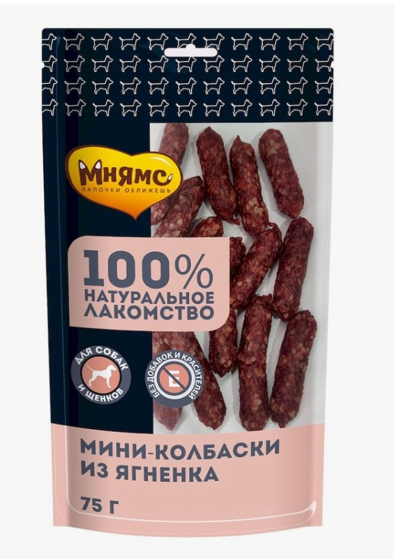Лакомство Мнямс На каждый день для собак Мини-колбаски из ягненка 75 г
