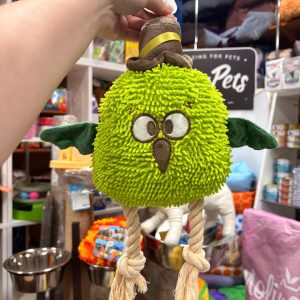 Игрушка-пищалка  д/собак мягкая птица в шляпке с канатами 40х27х9см, микс