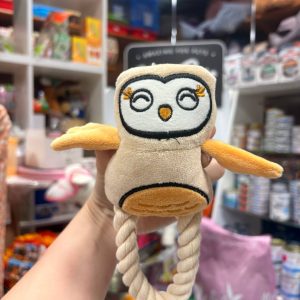 Игрушка-пищалка  д/собак мягкая Сова 19х8х4см с ручкой, микс