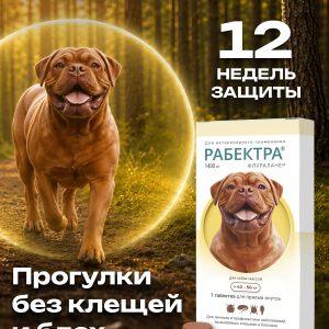РАБЕКТРА 1400 мг, табл. дл/собак 40-56 кг, (1 таб./уп.)